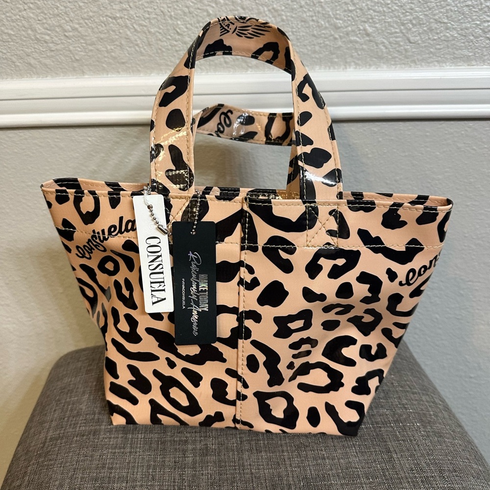 Consuela Leopard Print Tote - Tan and Black